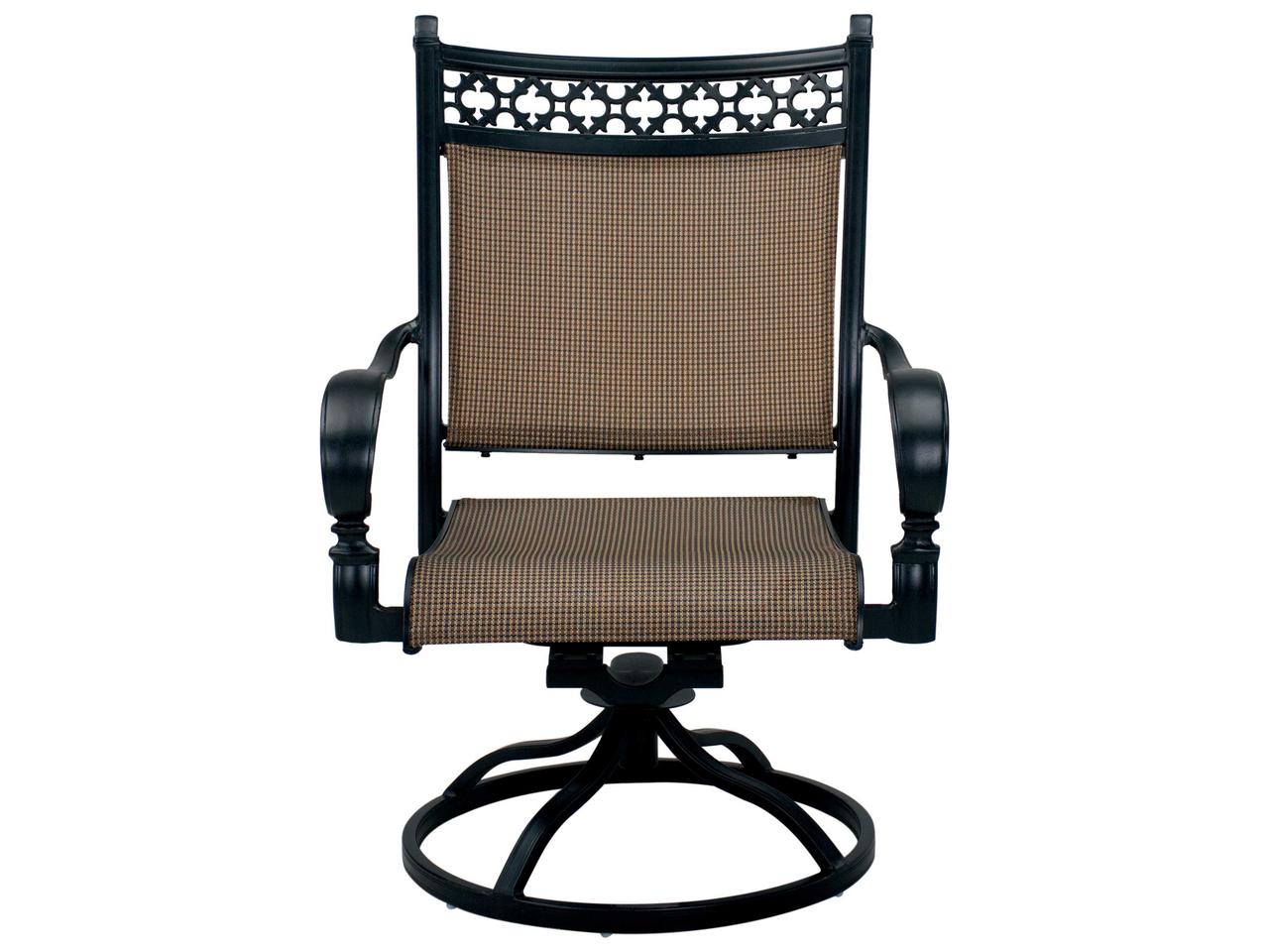 Darlee Mountain View Cast Aluminum Sling Swivel Rocker Chair in