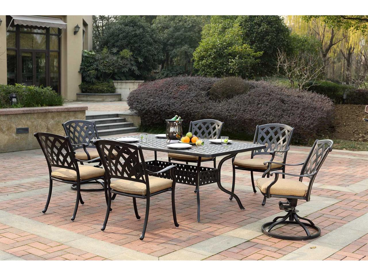 Darlee Ocean View Antique Bronze Cast Aluminum Outdoor Dining Set