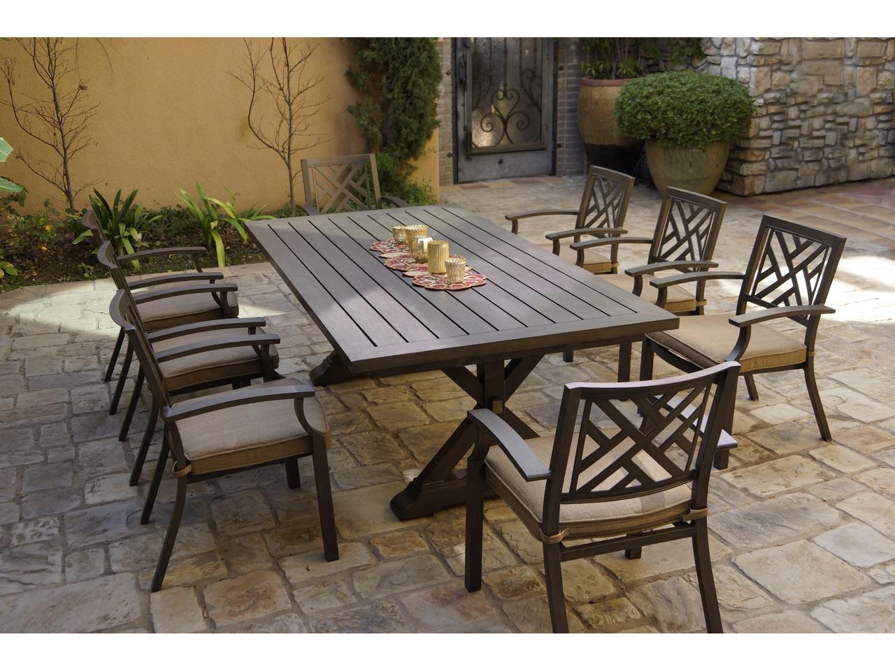 【新品、未使用】BROOKLYN OUTDOOR COMPANY Table Darlee Brooklyn 9 Piece Aluminum Dining Set with Cushions
