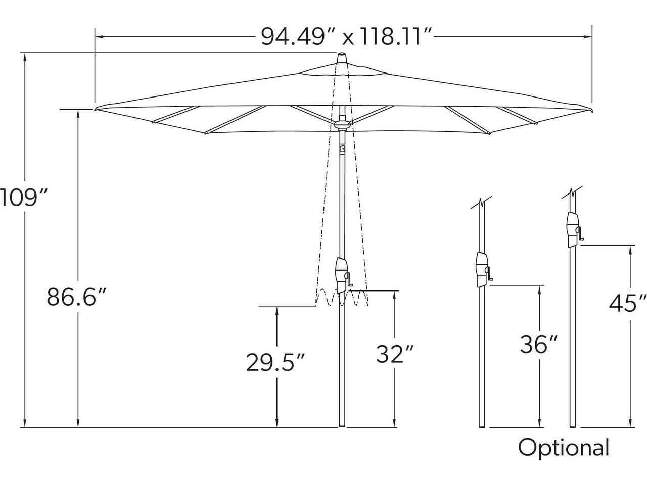 average height of patio umbrella Treasure Garden 8x10 Foot Rectangle Aluminum Auto Tilt Market Umbrella