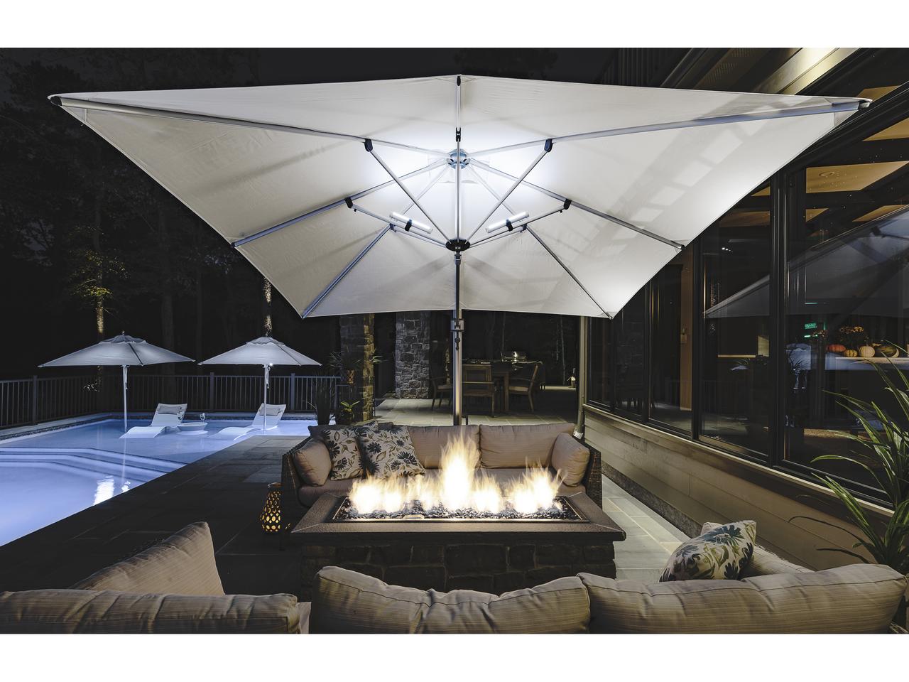 cfi patio umbrellas Frankford Umbrellas Eclipse Commercial Cantilever 10 Foot Square Patio  Umbrella with Crank Lift