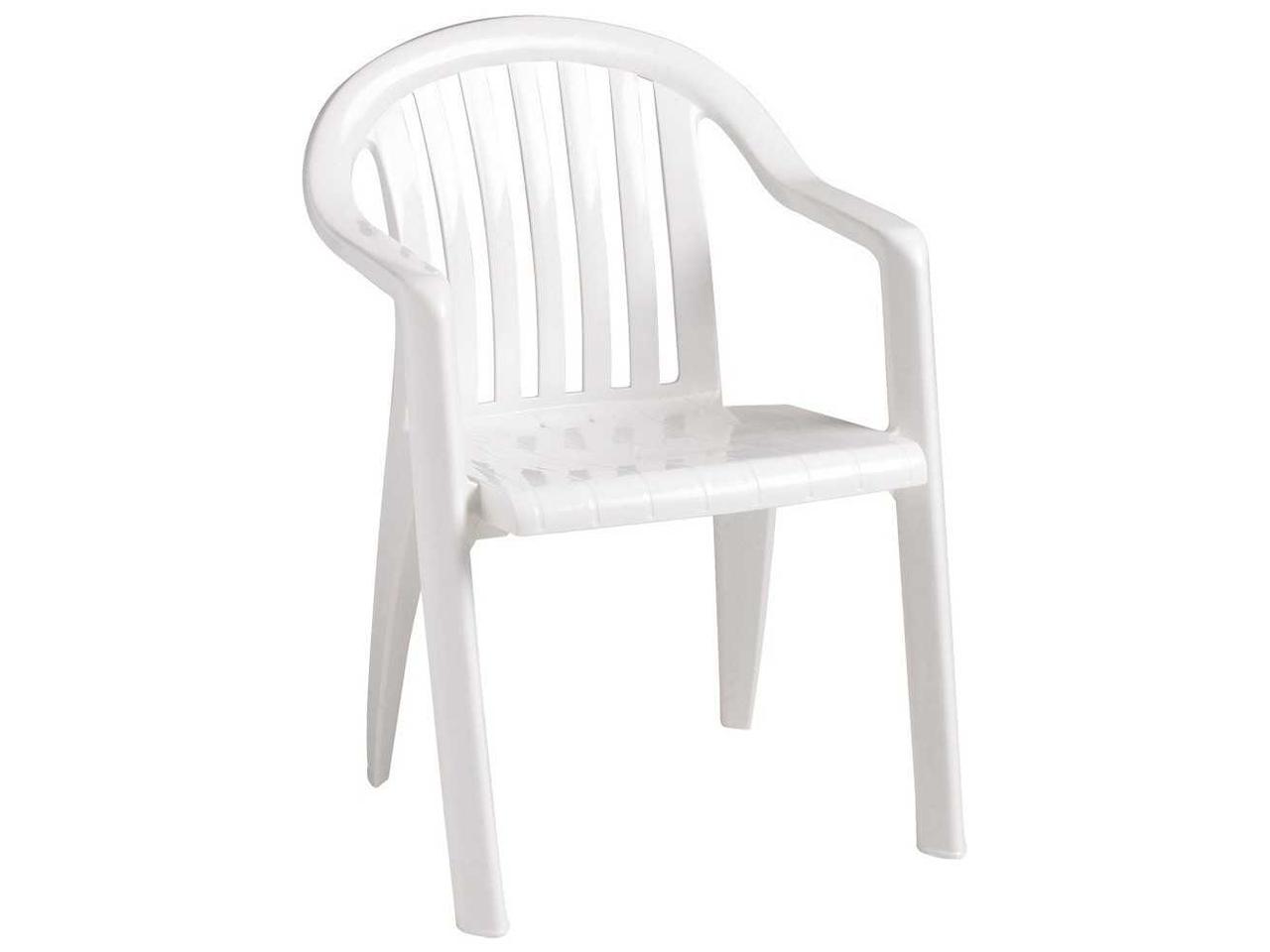 Grosfillex Miami Resin White Lowback Stacking Outdoor Patio Dining