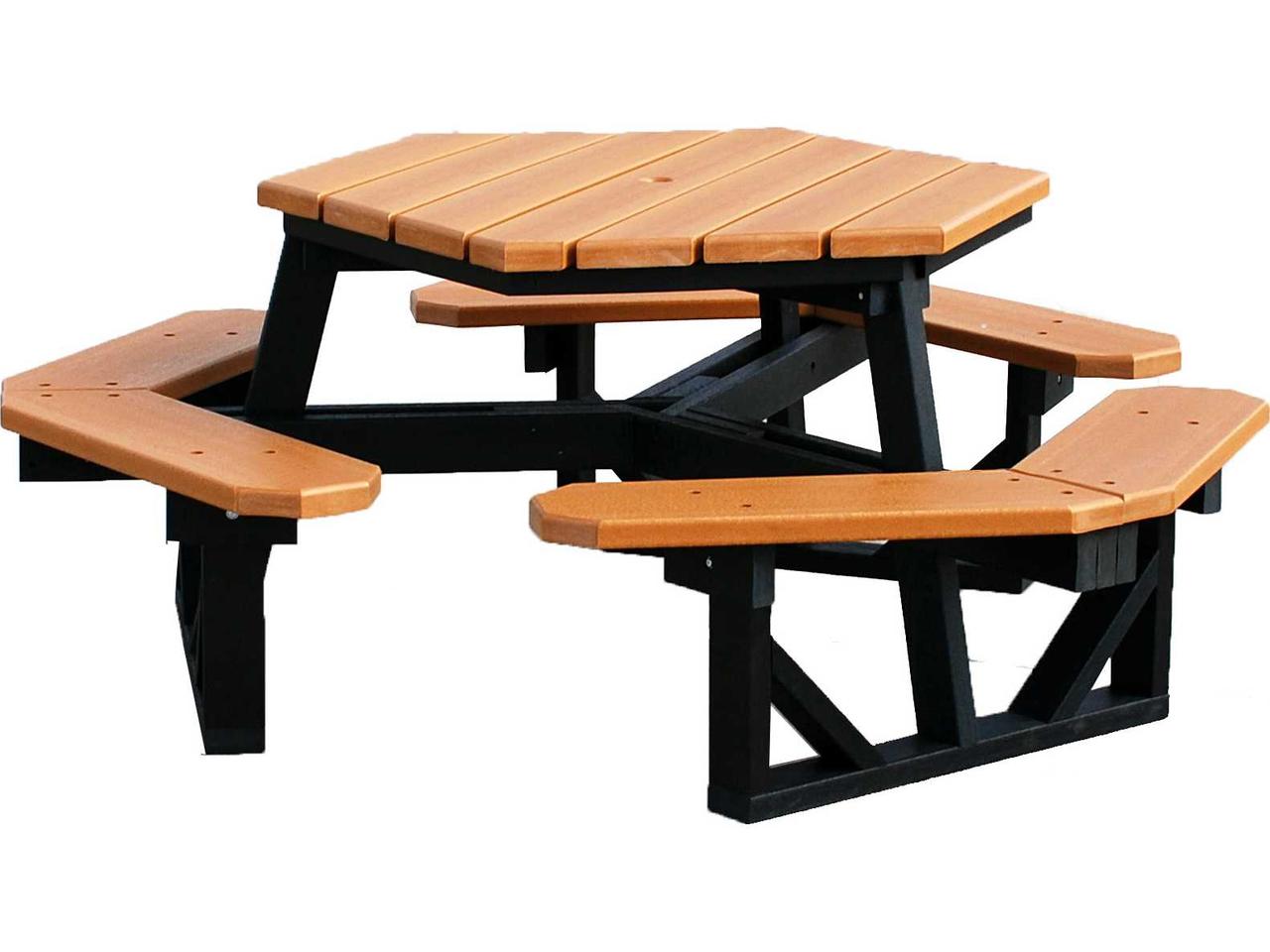 希少品FOREST HEROES Z table Frog Furnishings Hex Recycled Plastic Hexagon Patio Picnic Table