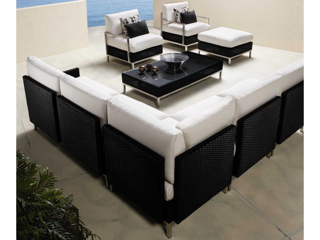 Lloyd Flanders Elements Steel Wicker Sectional Outdoor Lounge Set