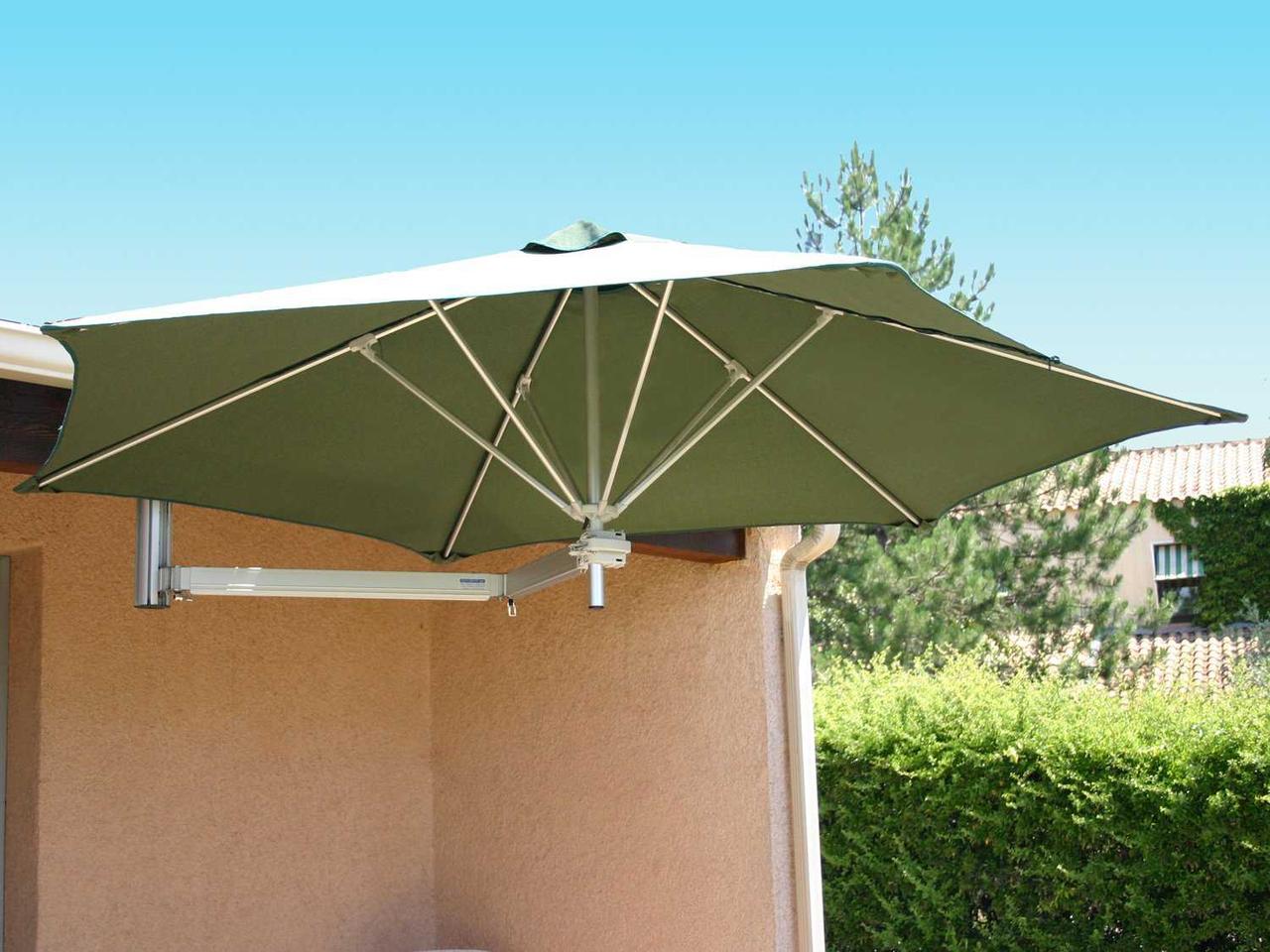 belgium wall mounted patio umbrella Luxury Umbrellas Paraflex Wallflex 9 Foot Hexagon Wall Mount Umbrella