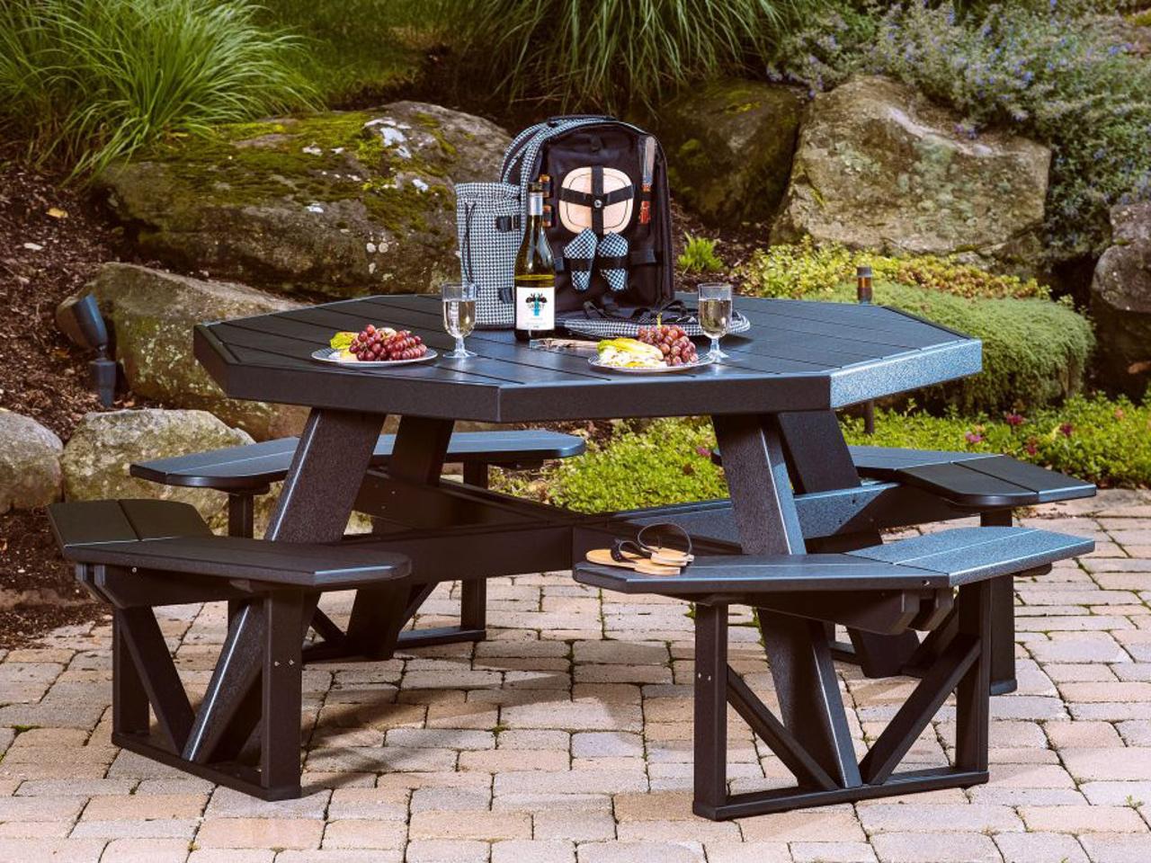 LuxCraft Octagon Outdoor Picnic Table with Umbrella Hole | PatioLiving