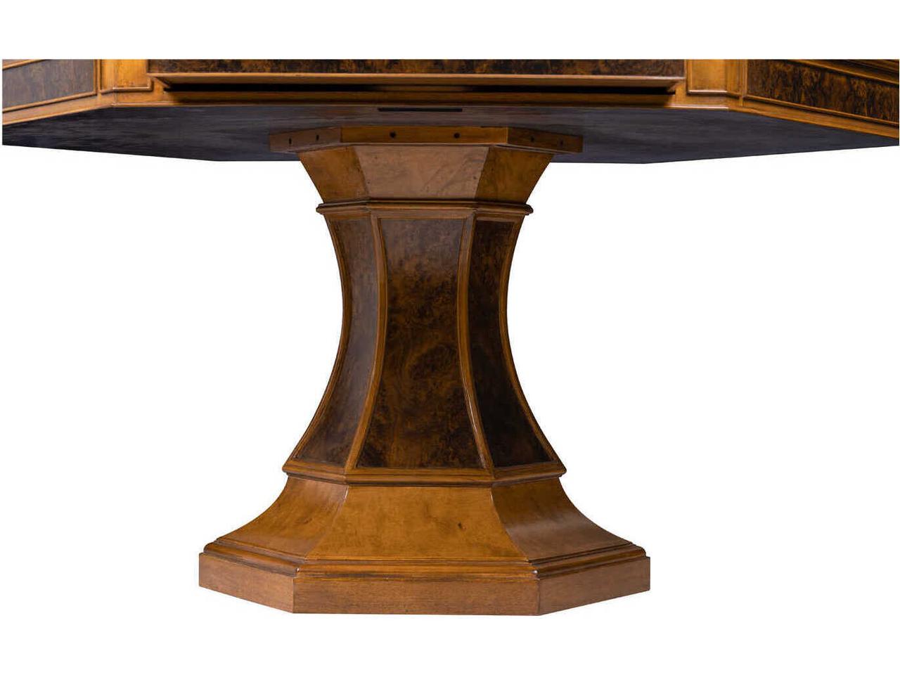 Maitland Smith Blade Hexagonal Game Table — Burl Walnut Ash Tooled