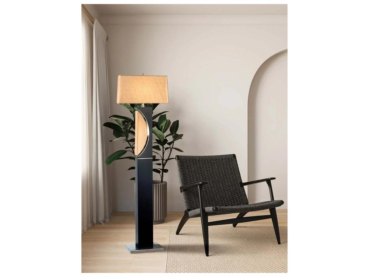 Nova of California Half Moon Floor Lamp — Espresso Brushed Nickel