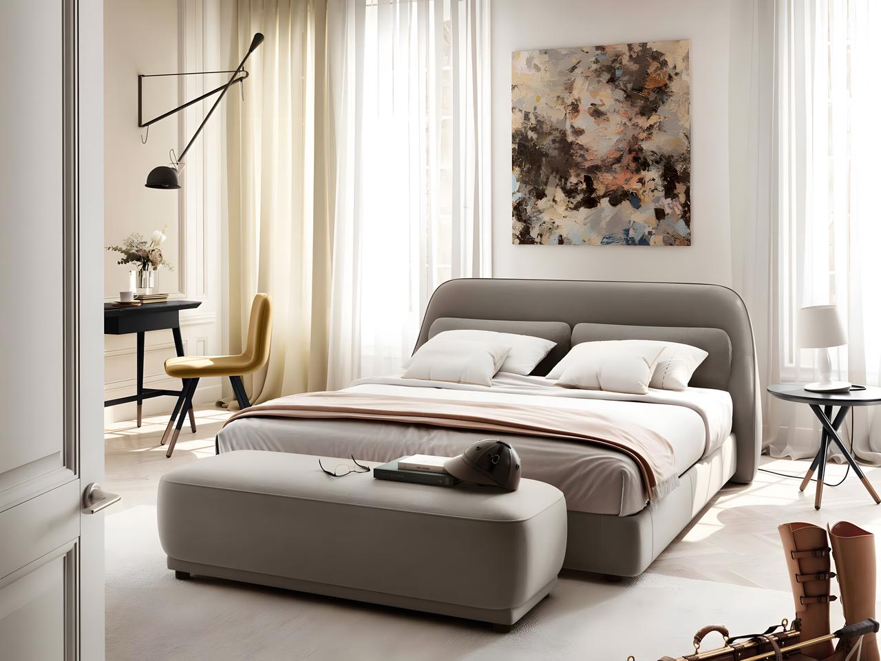 Natuzzi Editions Parigi Leather Bench — Italian Design Upholstered