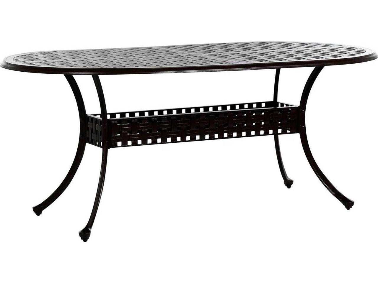 Summer Classics Double Lattice 84-Inch Oval Cast Aluminum Dining