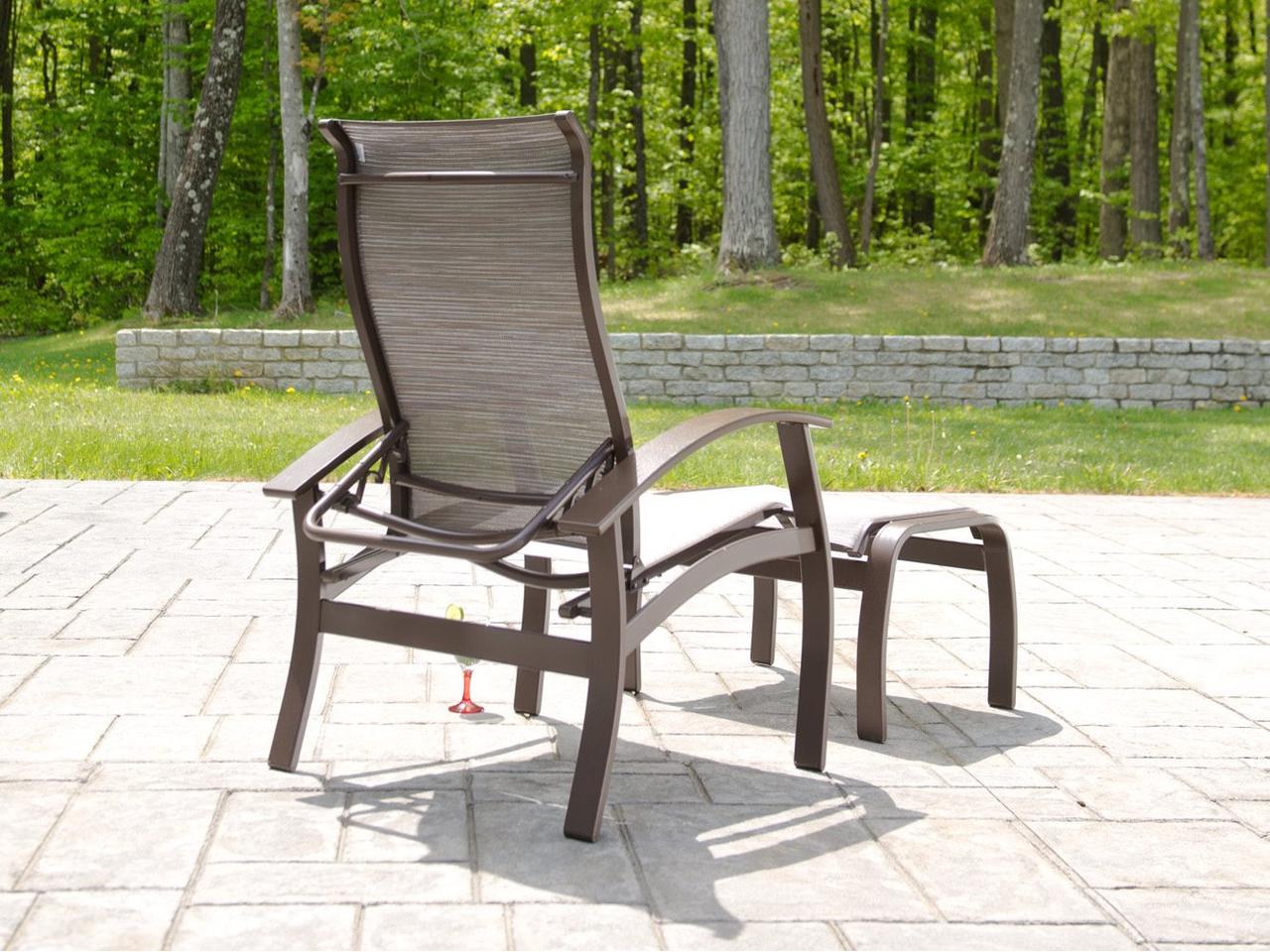 Telescope Casual Belle Isle Sling Aluminum Ottoman | PatioLiving