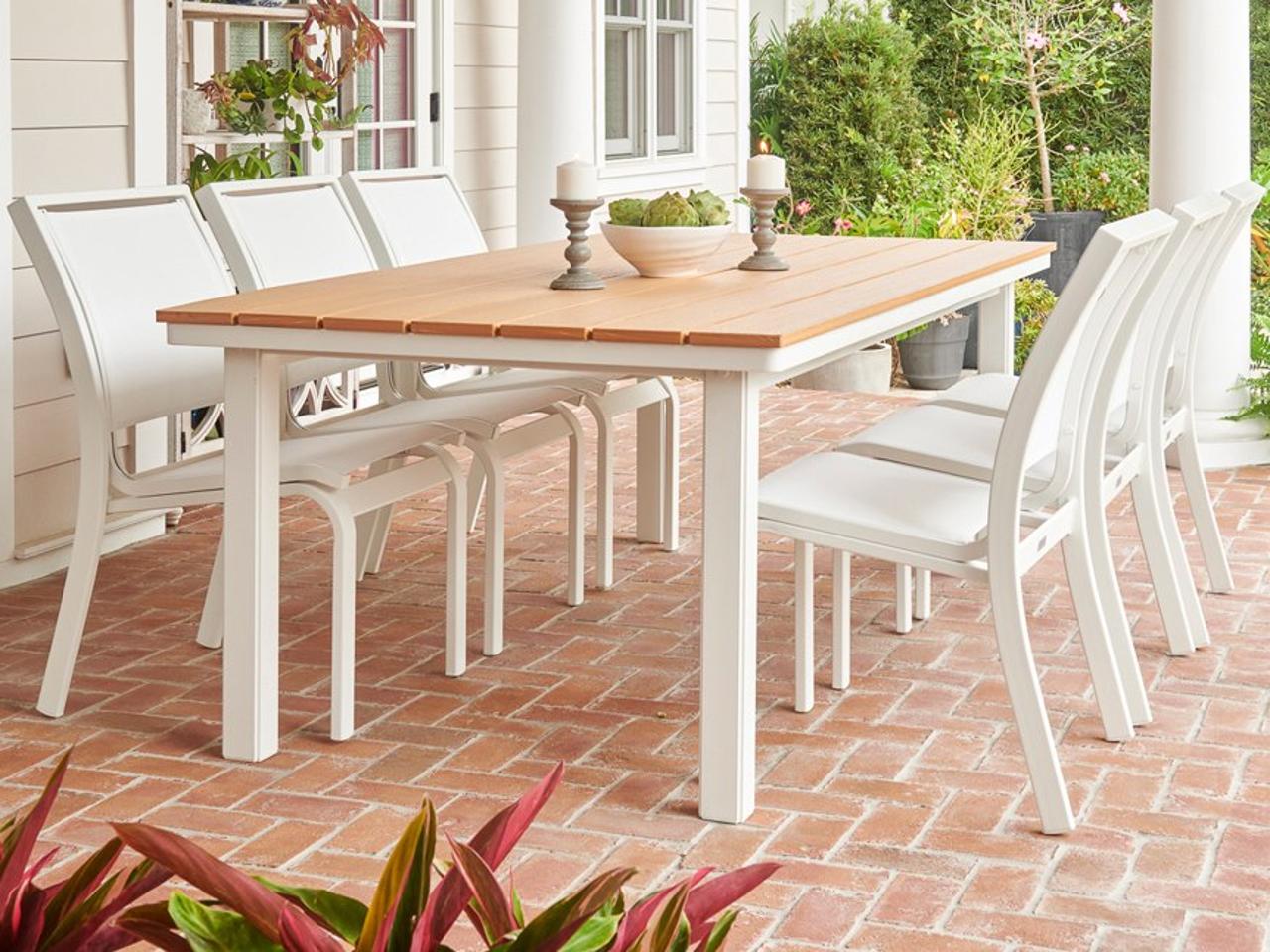 Telescope Casual Kendall Sling Aluminum Stackable Dining Arm Chair