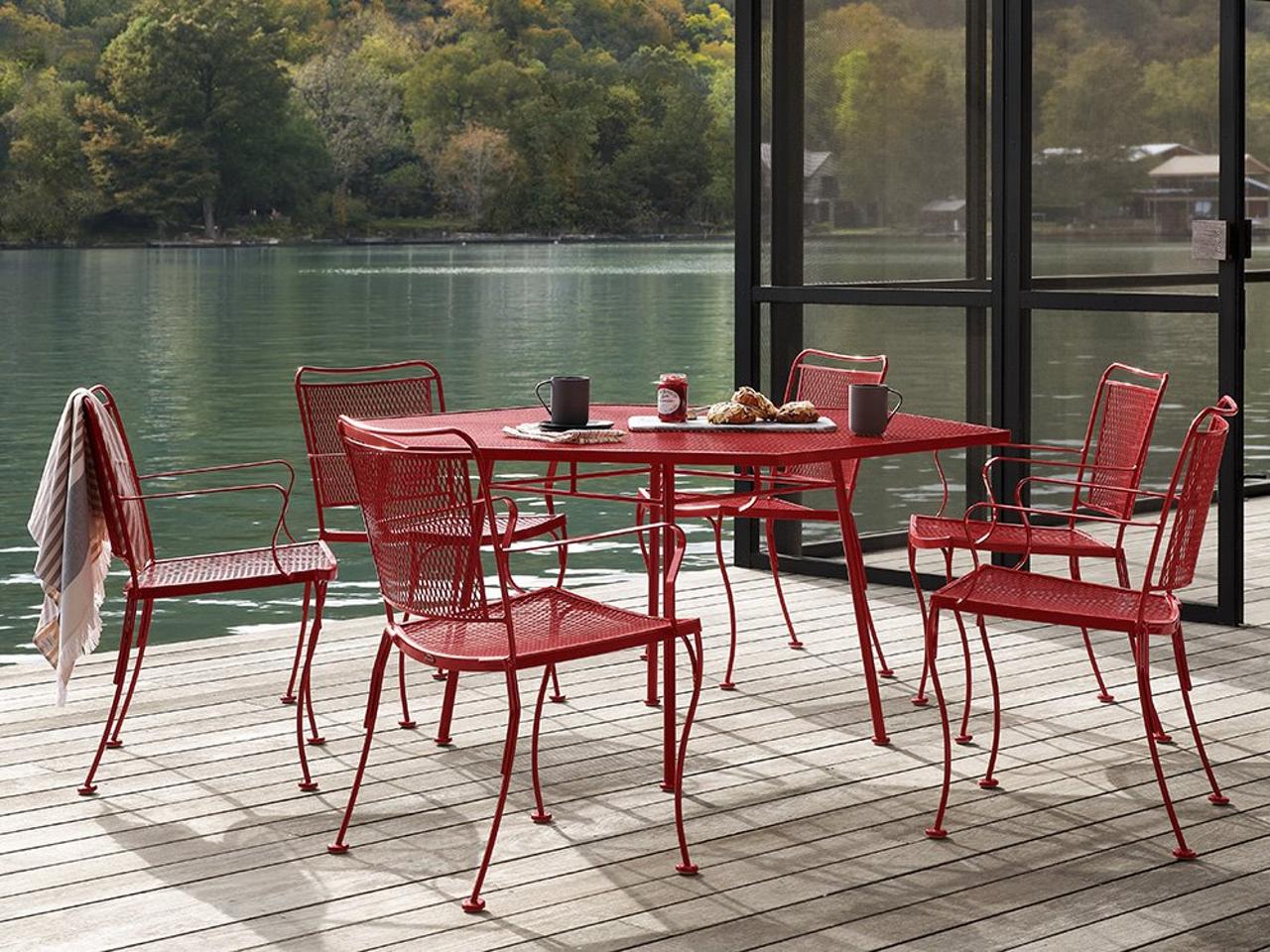 Woodard Constantine Wrought Iron Dining Arm Chair | PatioLiving