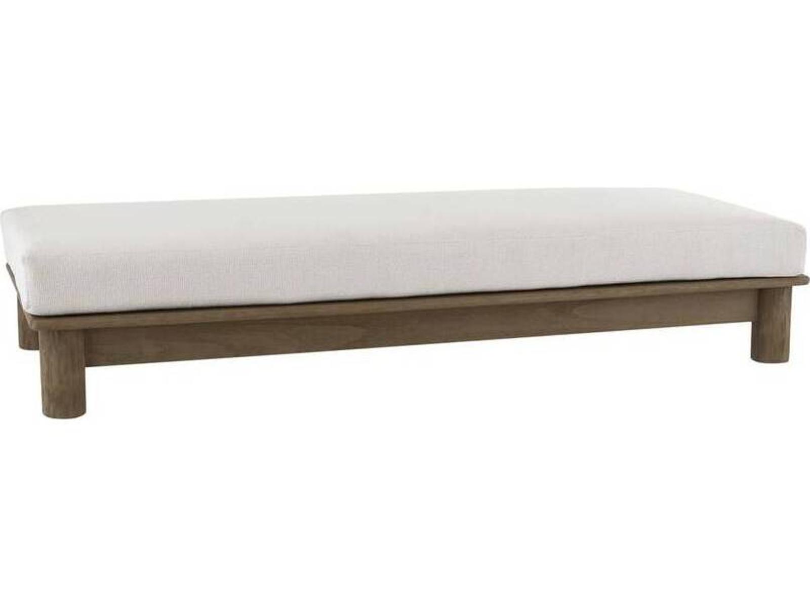Arteriors Outdoor Caldwell Shale Weathered Teak Cushion Ottoman