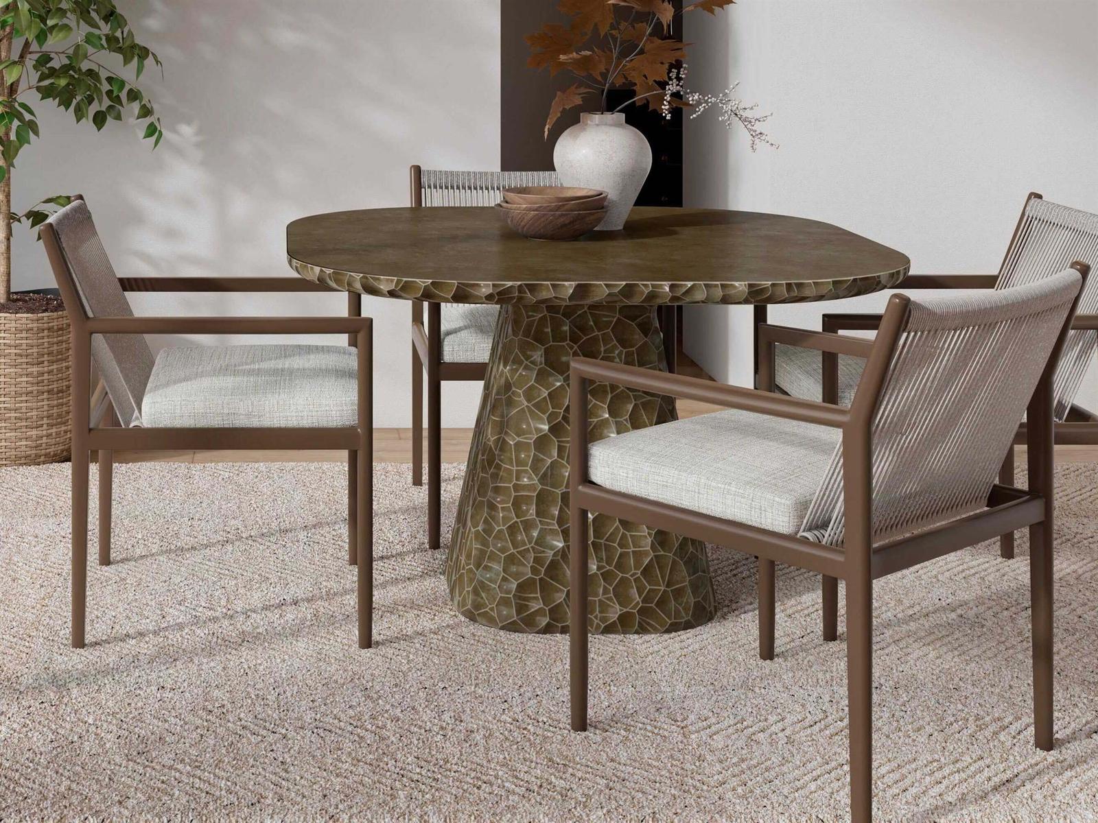 Azzurro Living Panama Brown Aluminum and Rope Dining Room Set