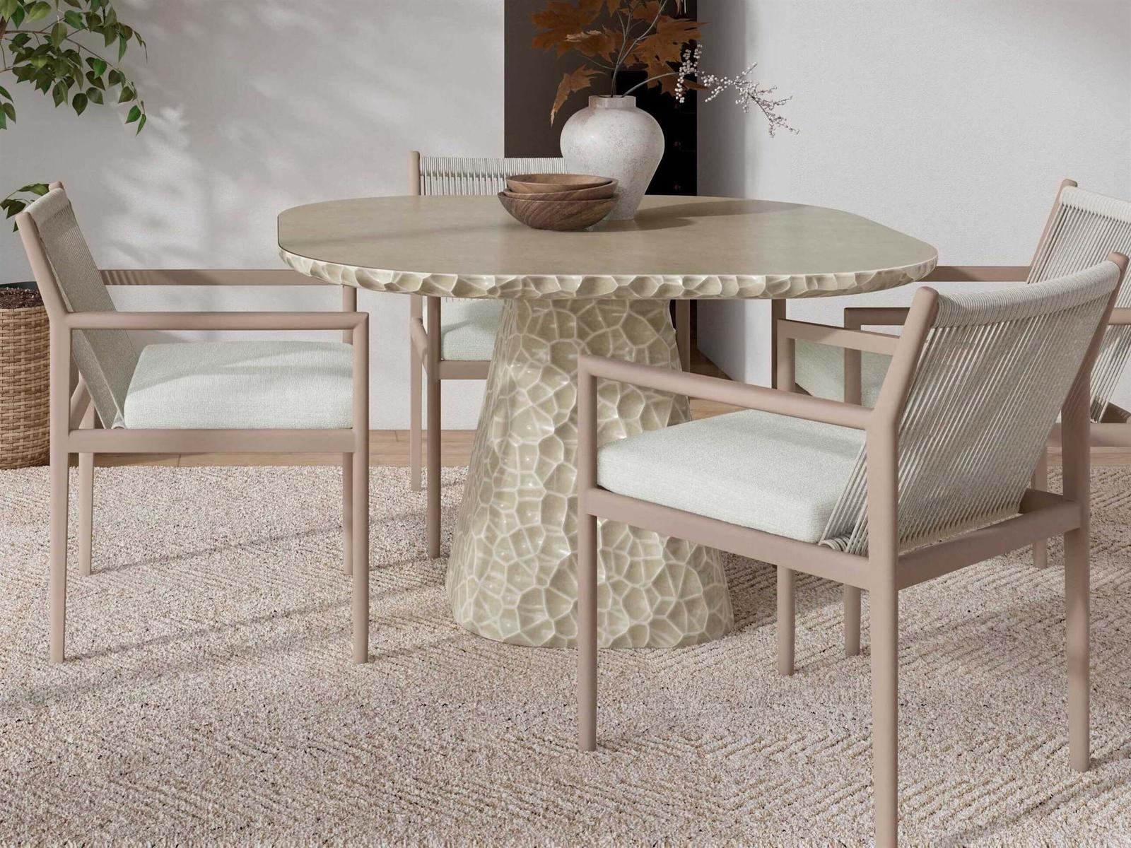 Azzurro Living Panama Beige Aluminum and Rope Dining Room Set