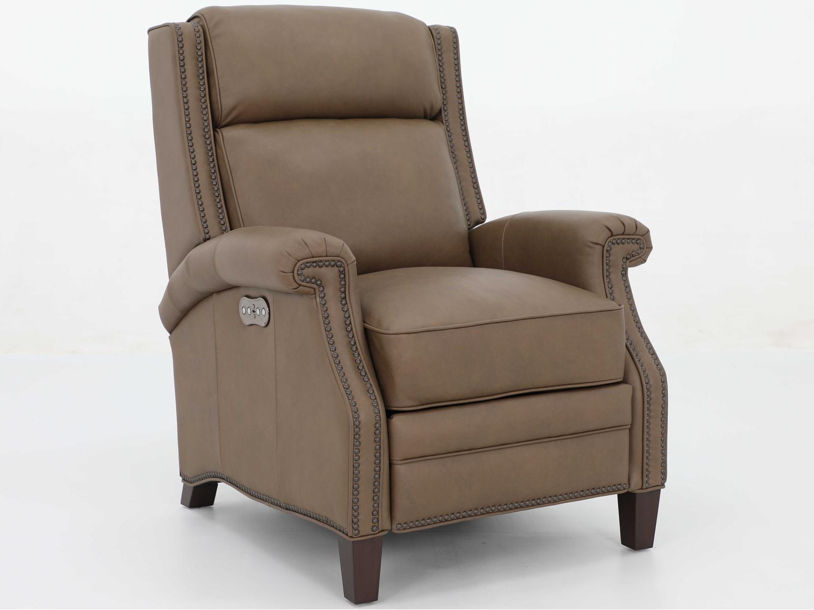 Barcalounger Vintage Barrett Cashmere Taupe Brown Leather Recliner