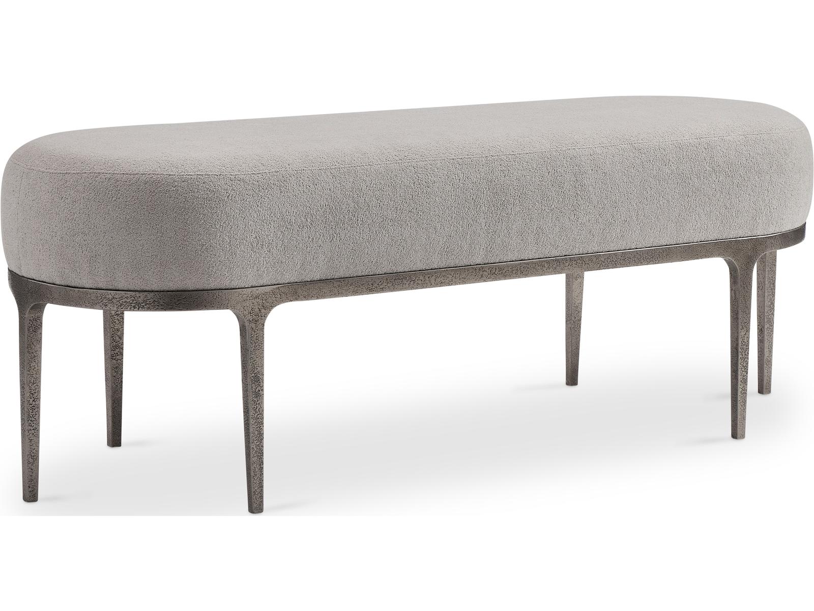Bernhardt Linea Textured Graphite Metal Gray Upholstered Accent Bench