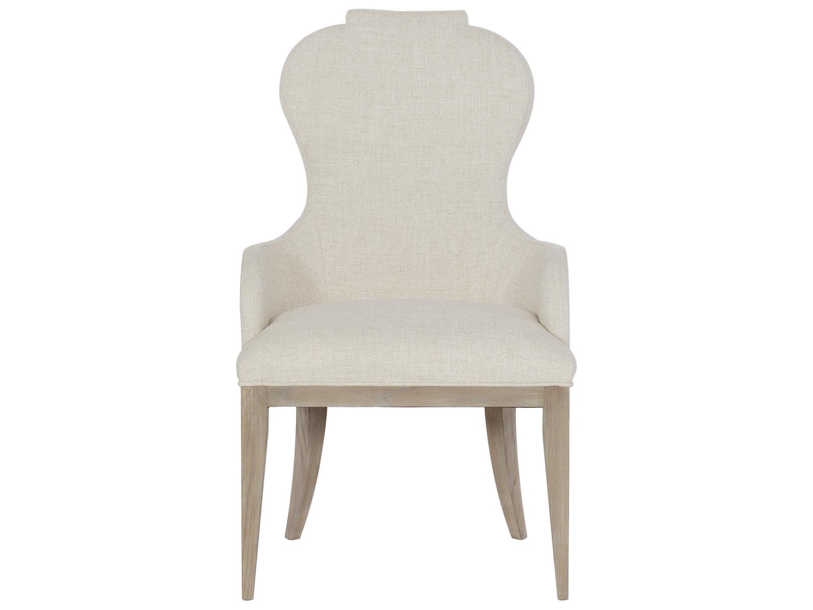 Bernhardt Santa Barbara Oak Wood Beige Upholstered Arm Dining Chair
