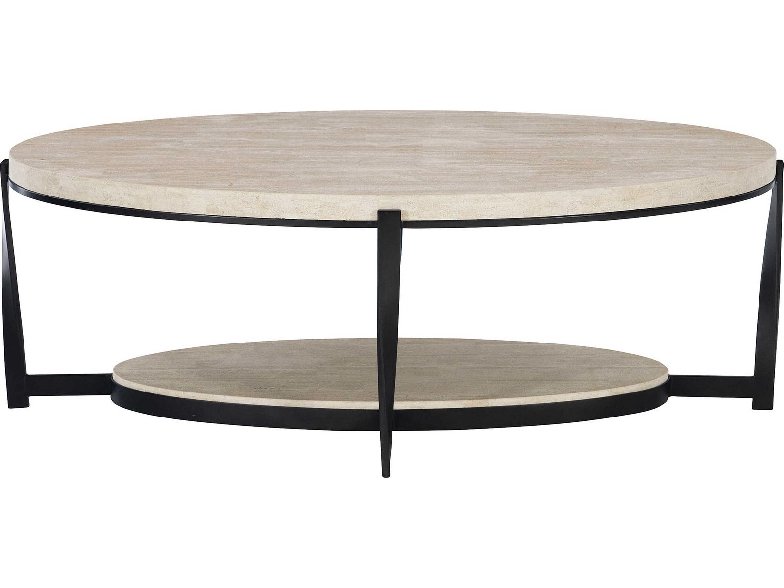 Bernhardt Berkshire Oval Stone Aged Pewter Cocktail Table