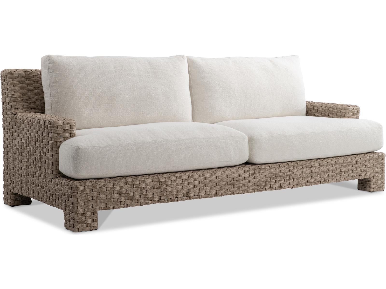 Bernhardt Exteriors Brown Wicker Cushion Sofa
