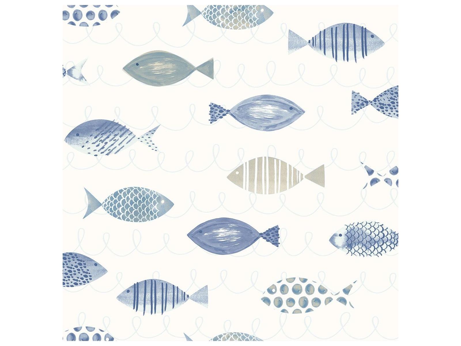 Brewster Home Fashions Chesapeake Key West Blue Sea Fish Wallpaper
