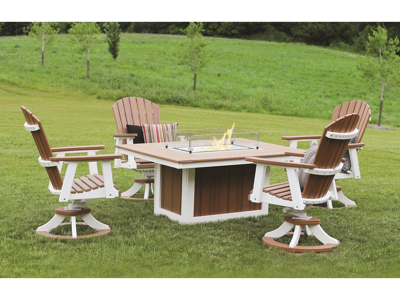 Berlin Gardens Comfo-back Recycled Plastic Fire Pit Patio Dining Set