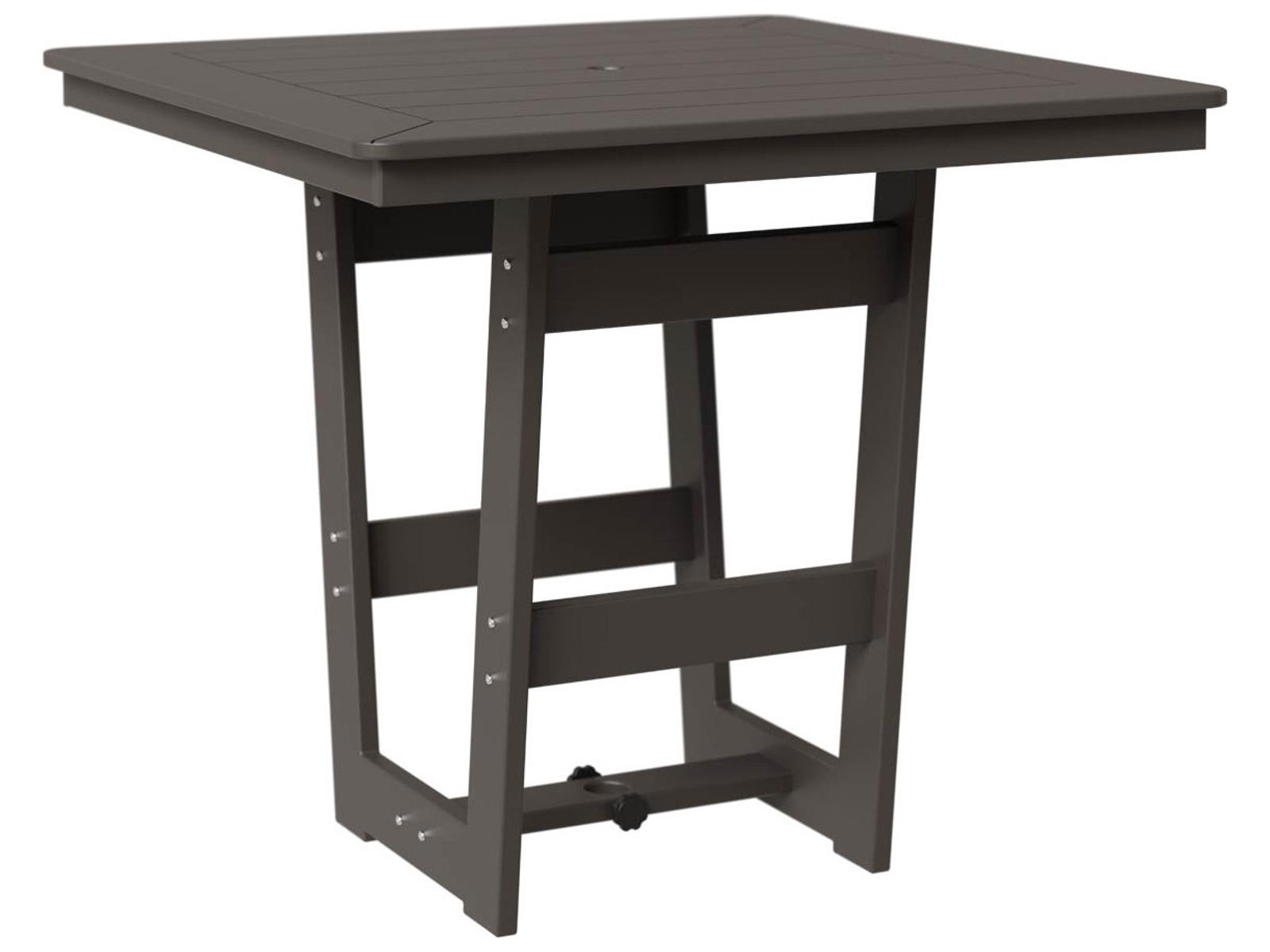 Berlin Gardens Hudson Recycled Plastic Square Outdoor Patio Counter Height Table with Umbrella Hole