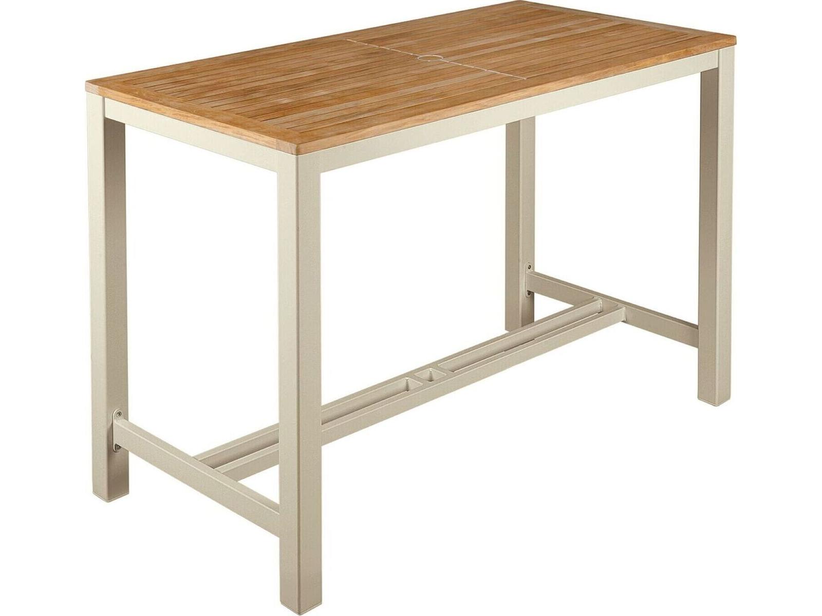 Barlow Tyrie Aura Counter Table Champagne Powder-Coated Aluminum 55"W x 28"D x 36"H