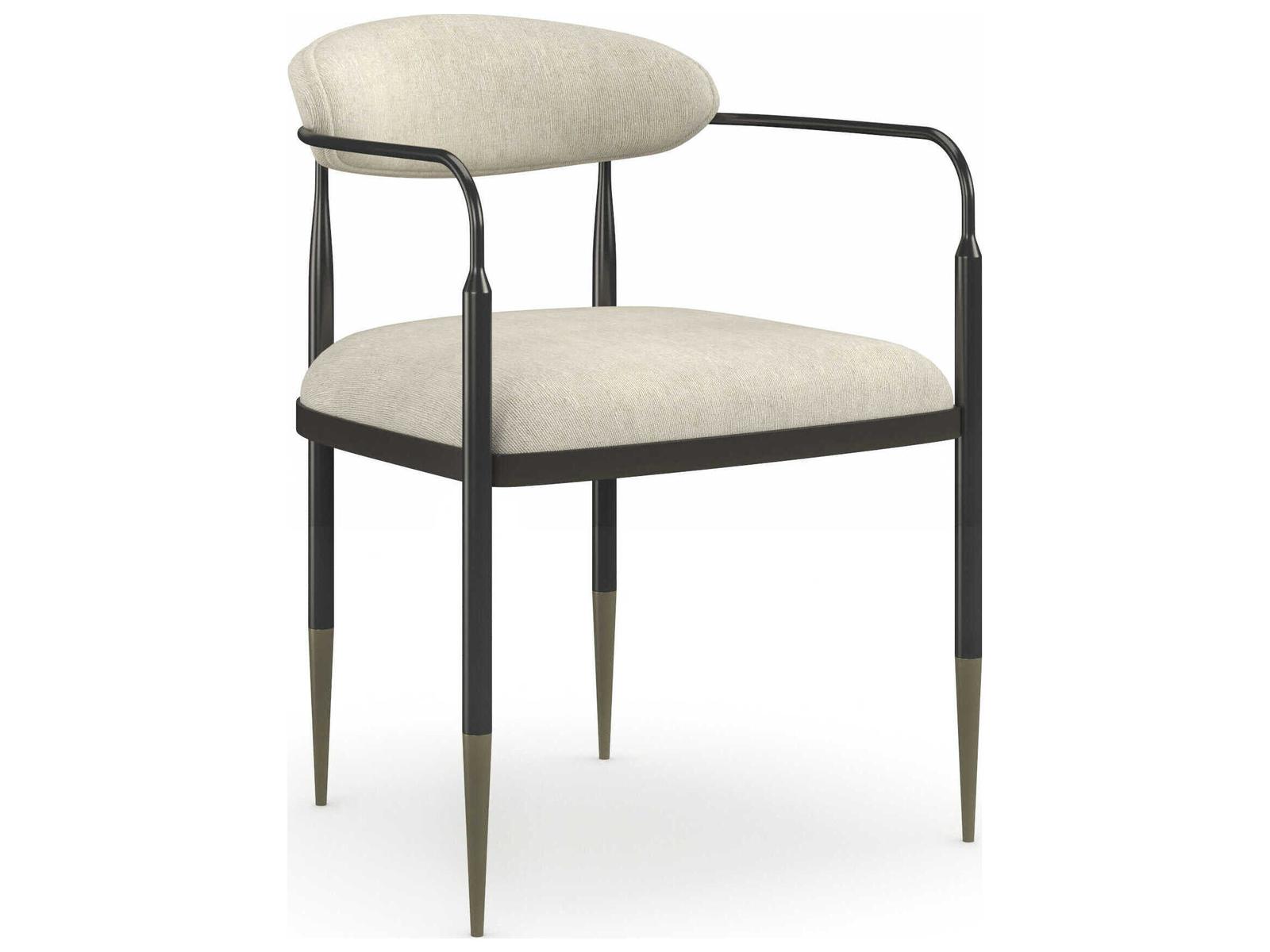 Caracole Epoch Hardwood Bronze Upholstered Arm Dining Chair