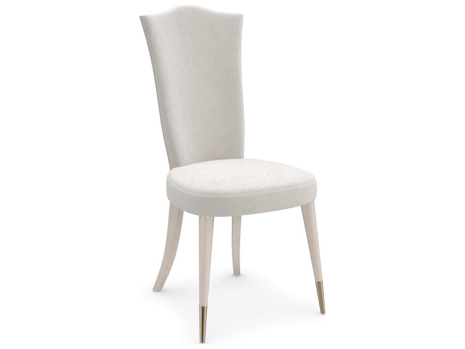Caracole Classic Cherub Birch Wood White Upholstered Side Dining Chair