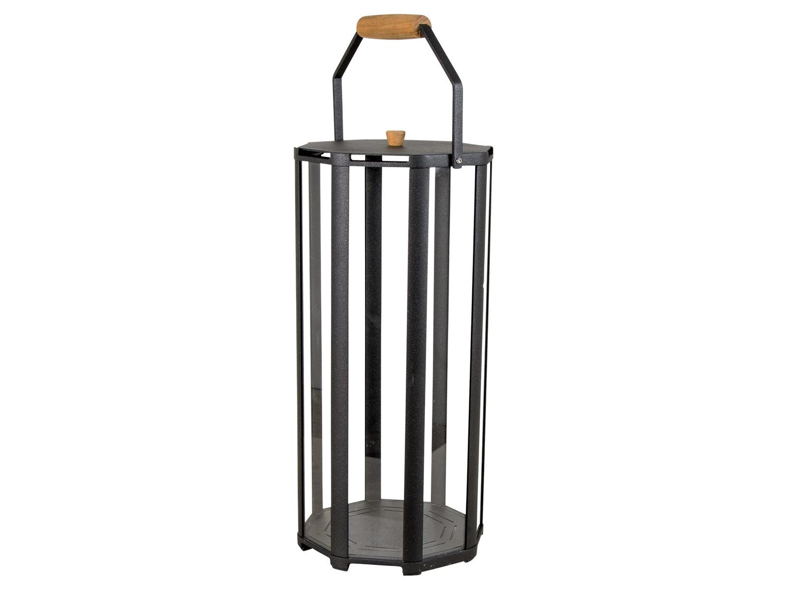 Cane Line Outdoor Lightlux Lava Grey Aluminum Large Lantern with Teak Handle