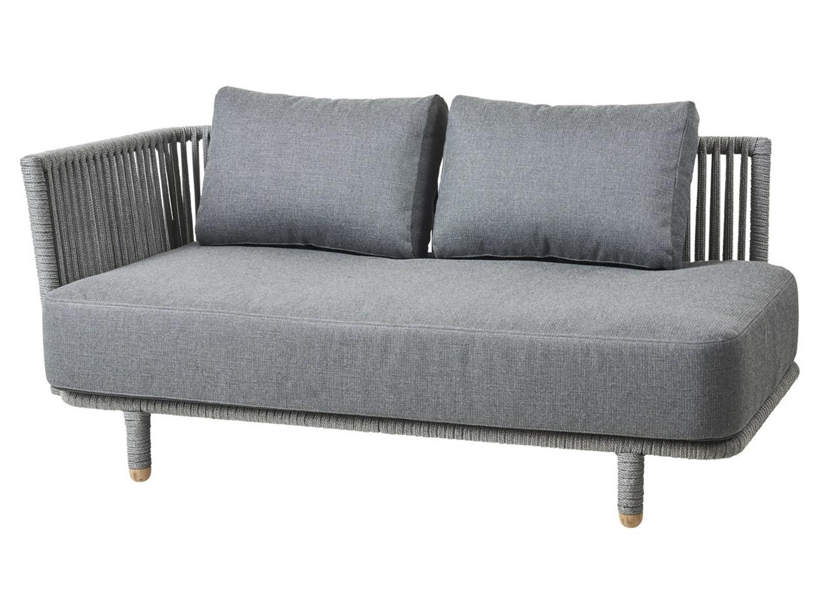 Cane Line Outdoor Moments Grey Soft Rope 2-Seater Sofa Right Module