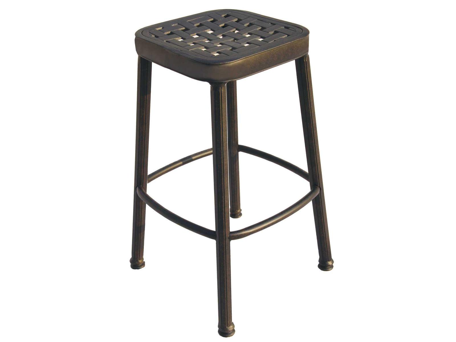 Darlee Classic Cast Aluminum Backless Square Bar Stool in Antique
