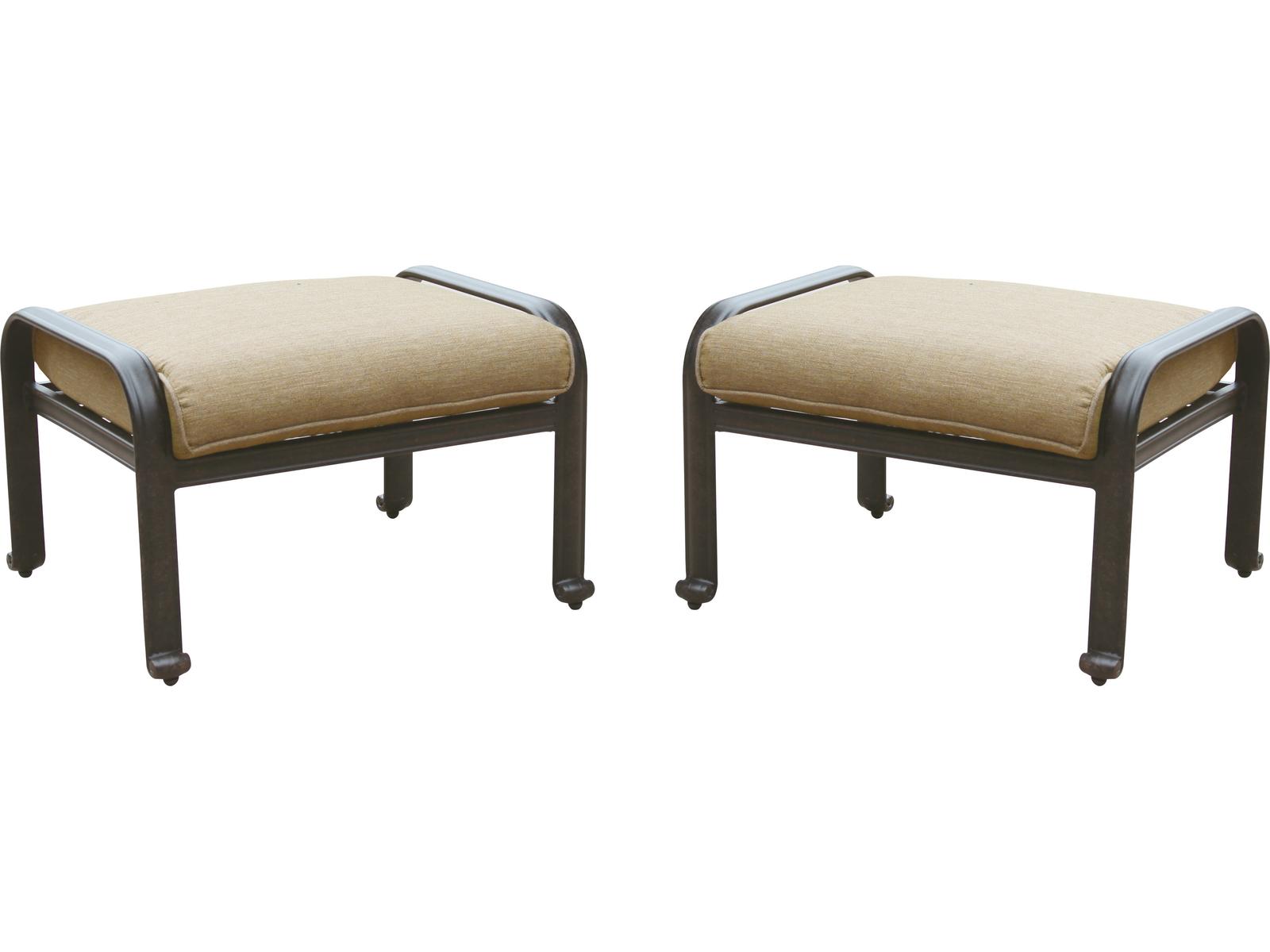 Darlee Outdoor Living Elisabeth Cast Aluminum Ottoman with Cushion Set of 2