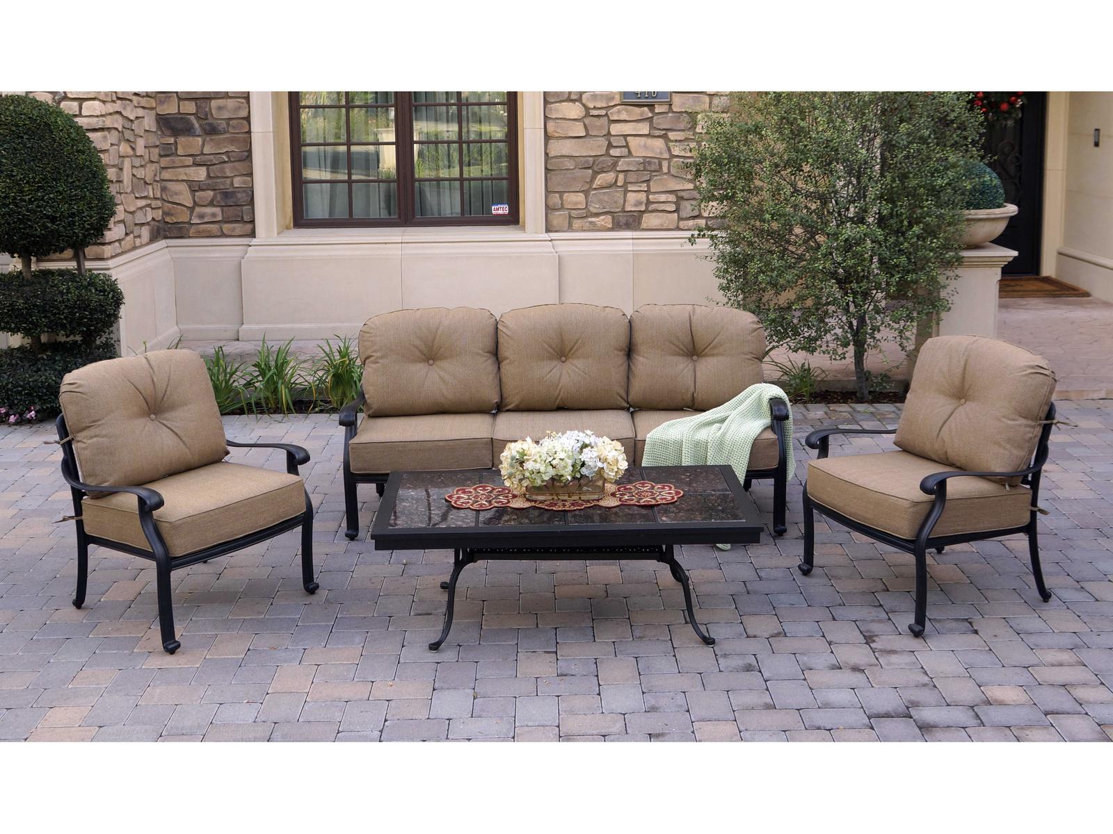 Darlee Outdoor Living Elisabeth Cast Aluminum Antique Bronze 4 Piece Lounge Set
