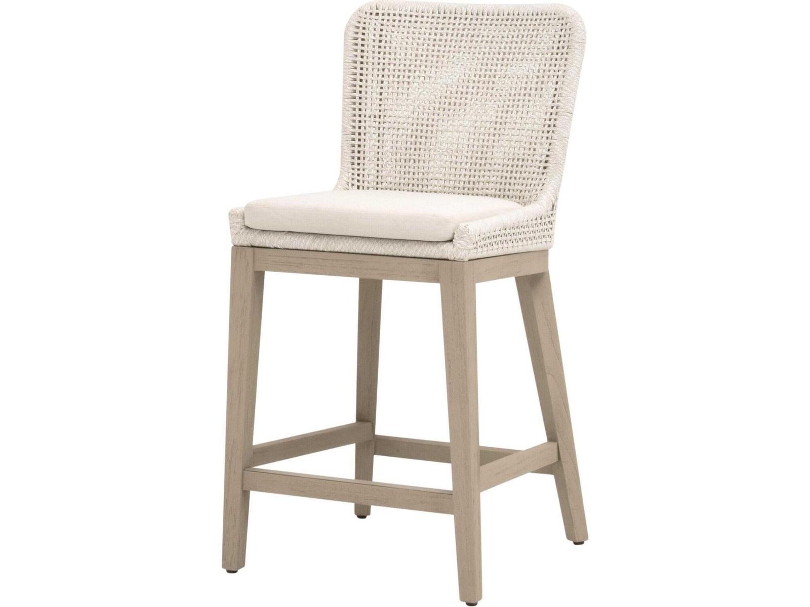 Essentials for Living Outdoor Woven - Outdoor Washed Ever Teak Aluminum Cushion Counter Stool