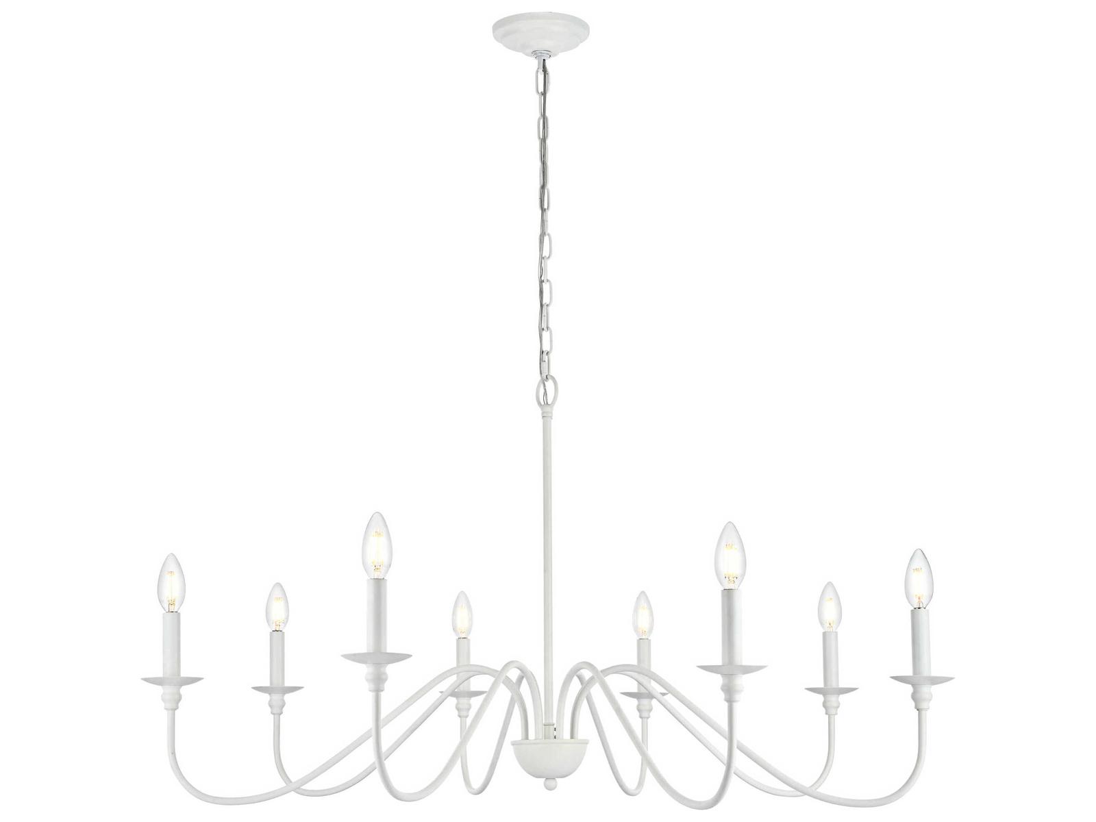 Elegant Lighting Rohan 8-Light White Candelabra Chandelier