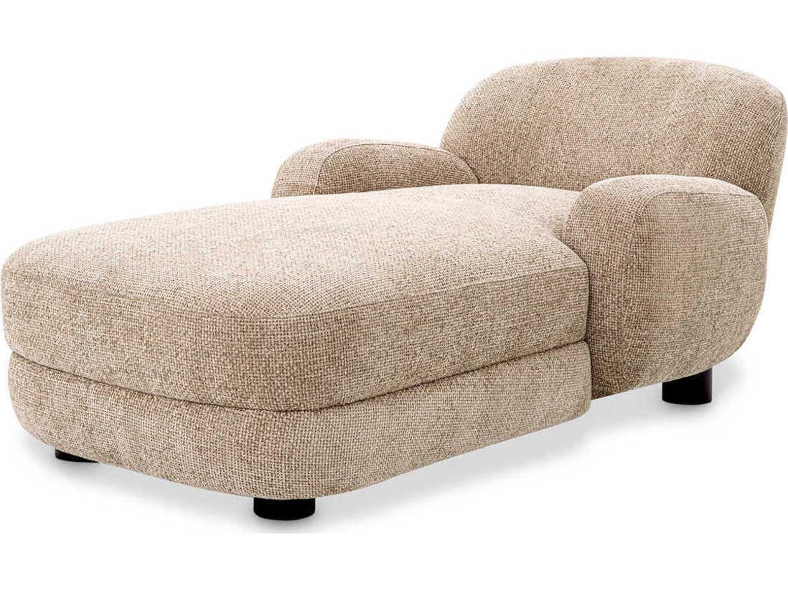 Eichholtz Chaise Lyssa Sand Black Feet Beige Upholstered