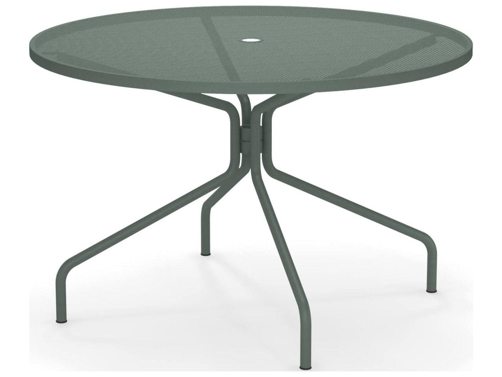 48 round patio table with umbrella hole EMU Cambi 48-Inch Round Steel Outdoor Dining Table — Patio Umbrella Hole