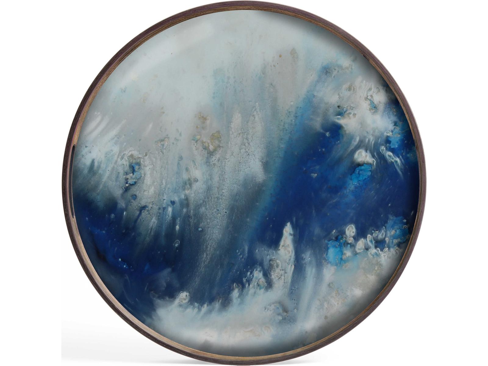 Small Round Slate Organic Glass Tray - Thumbnail 5