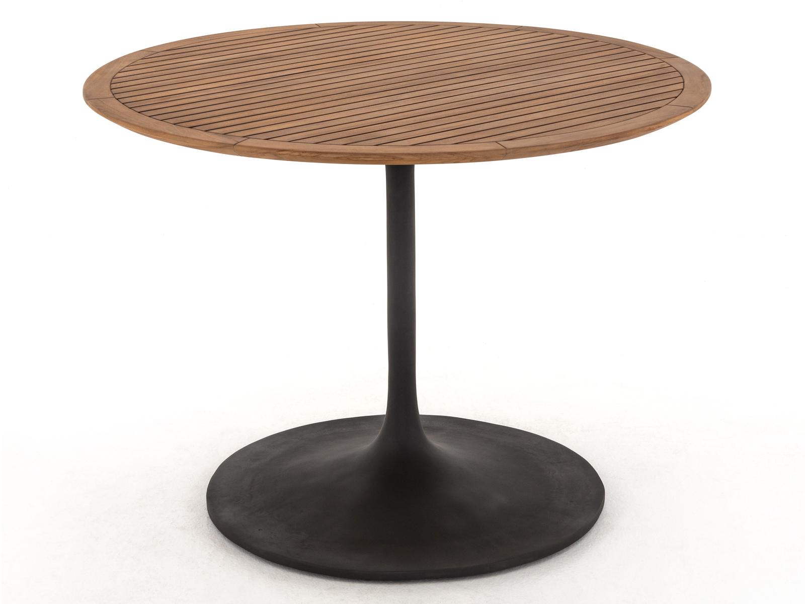 Luxecor Globetrotter Outdoor Bronze / Natural Teak Aluminum Round Bistro Table