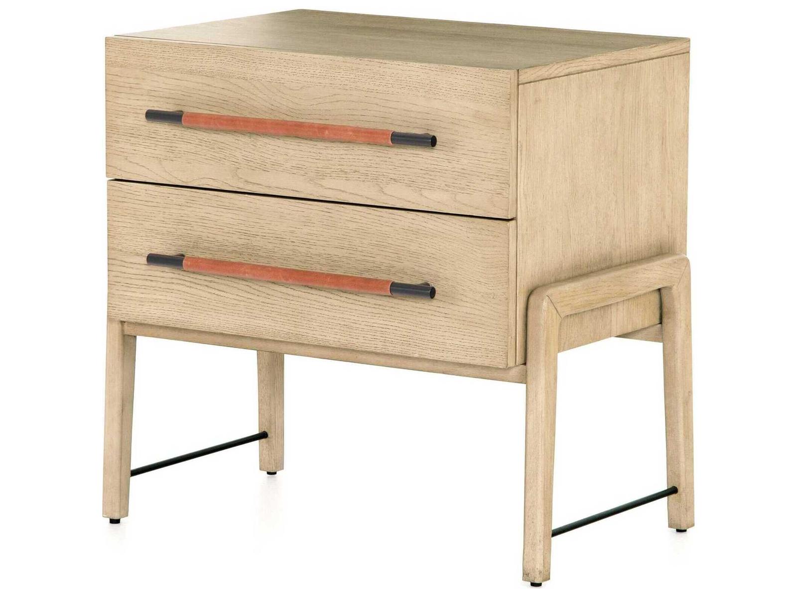 Four Hands Filmore Rosedale 2-Drawers Brown Oak Wood Nightstand