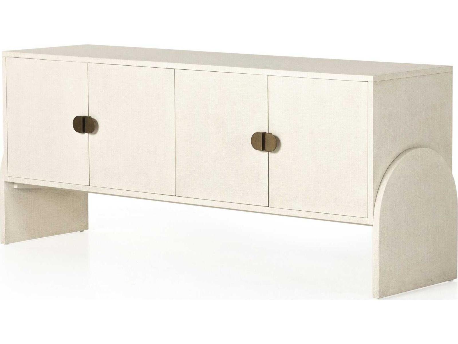 Four Hands Callahan Cressida 72" Ivory Painted Linen Light Antique Brass Sideboard