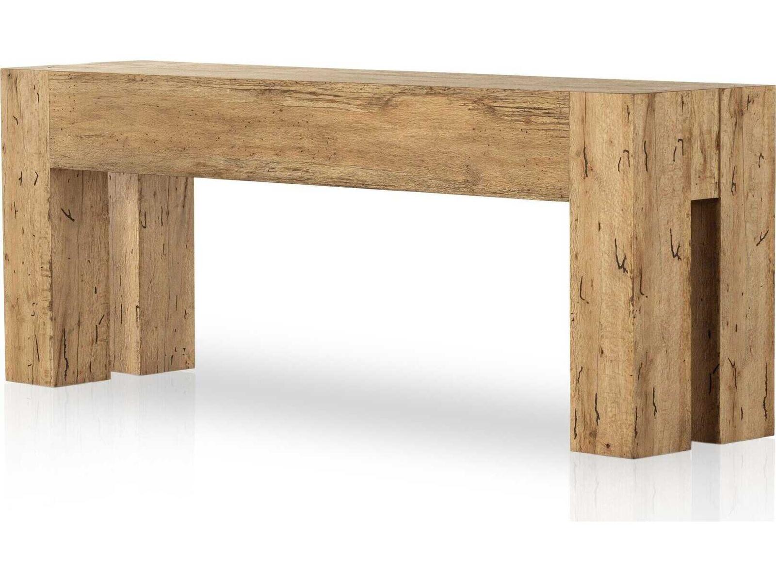 Four Hands Wesson Abaso Rectangular Rustic Wormwood Oak Console Table