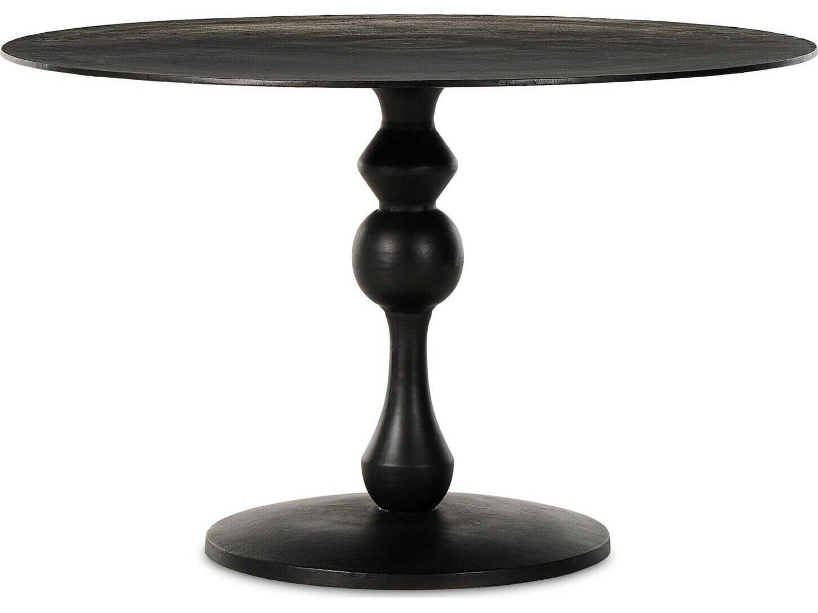 Four Hands Marlow Daffin Round Metal Black Antique Dining Table