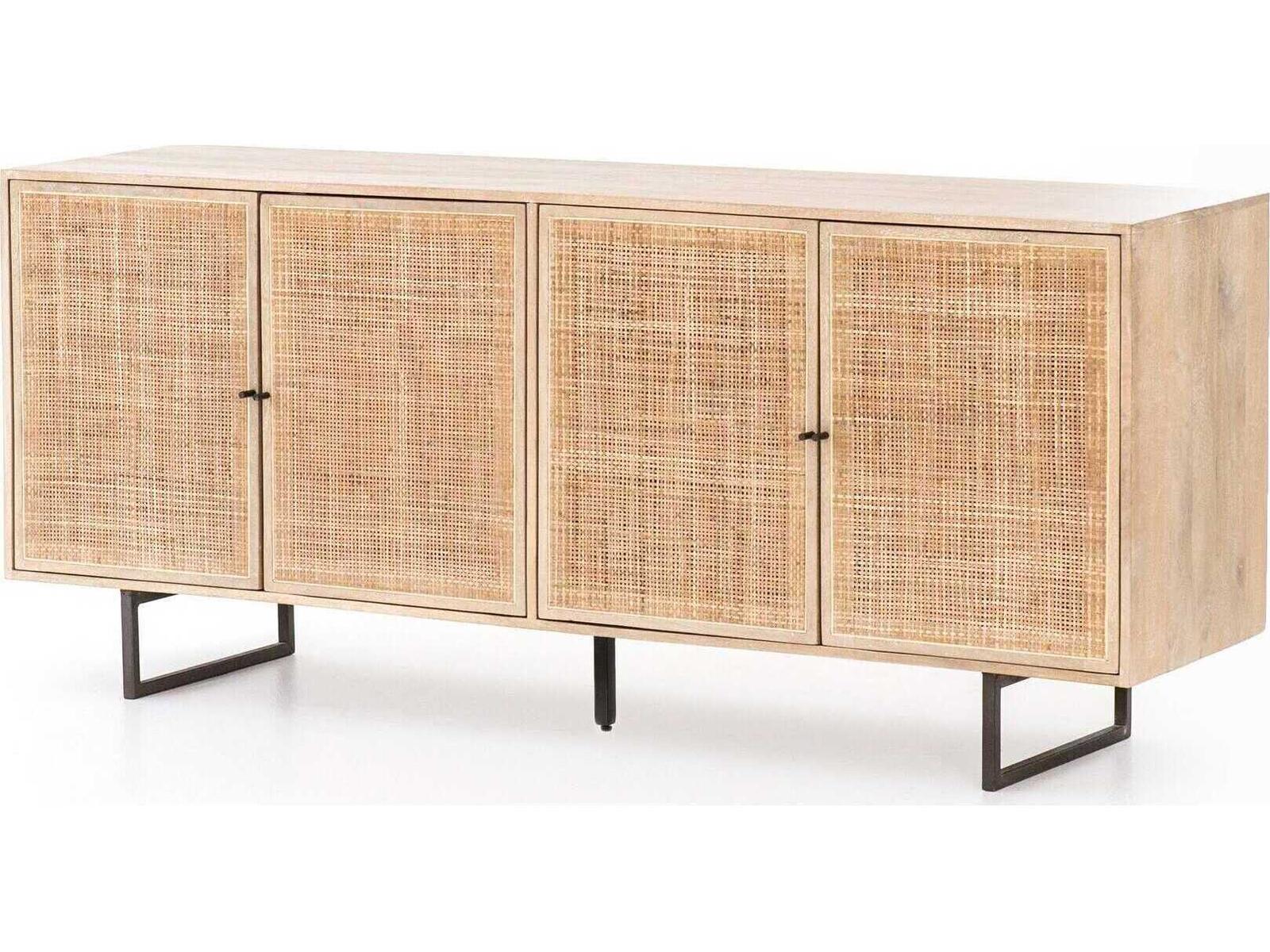 Four Hands Prescott Carmel 72" Mango Wood Natural Cane Gunmetal Sideboard