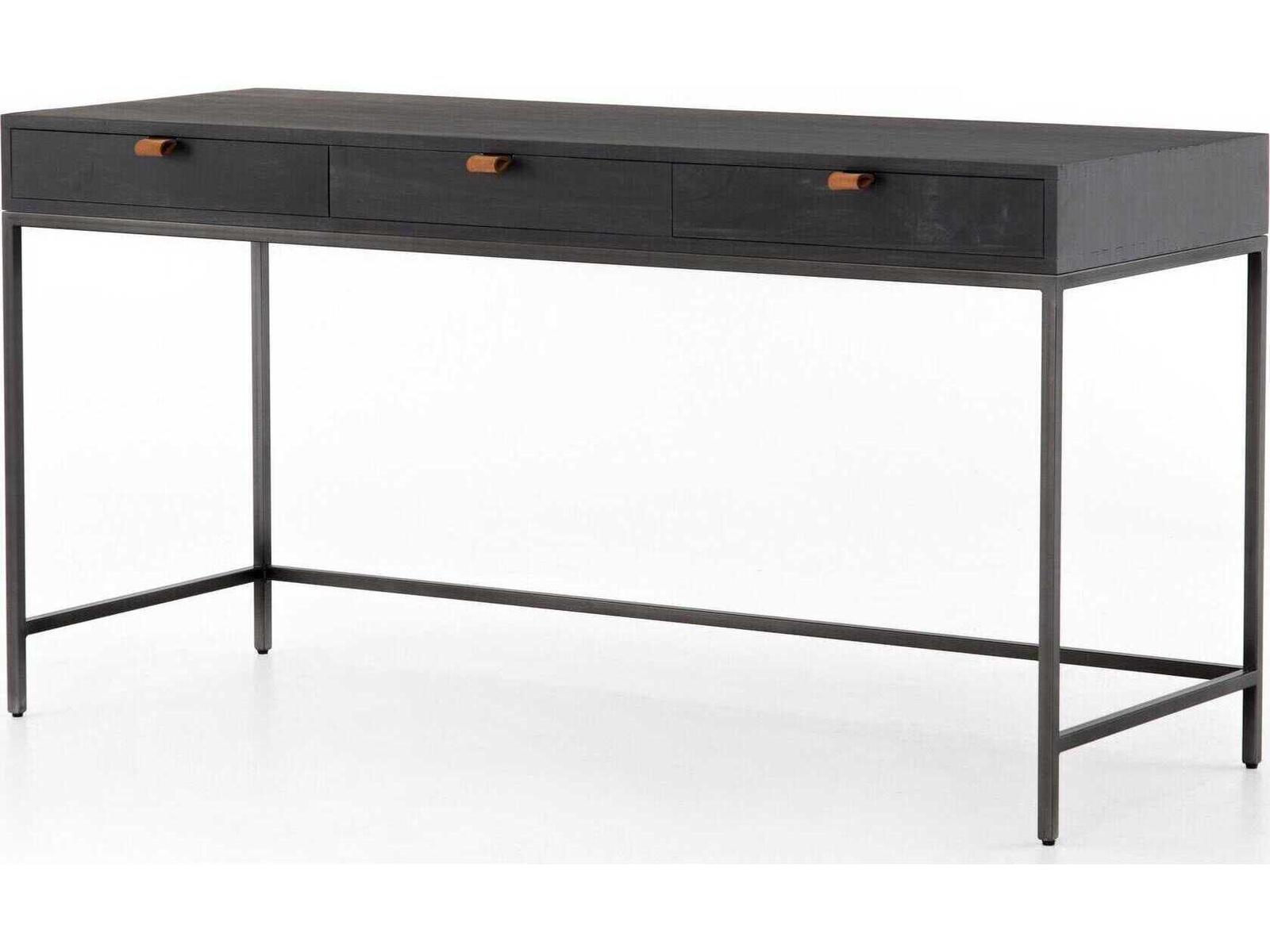 Four Hands Fulton Trey Black Poplar Wood Writing Desk