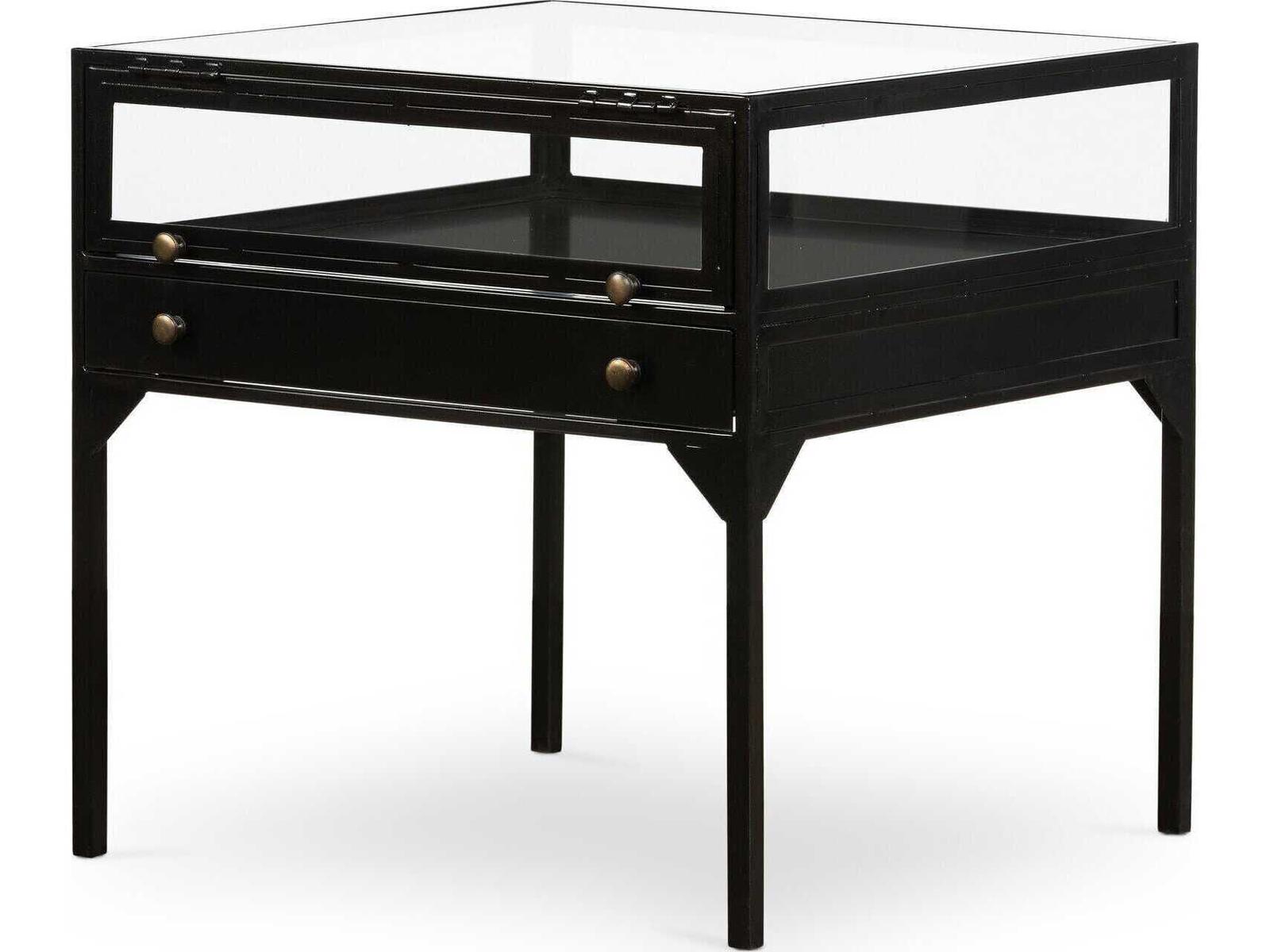 Four Hands Belmont Shadow Box Square Glass End Table