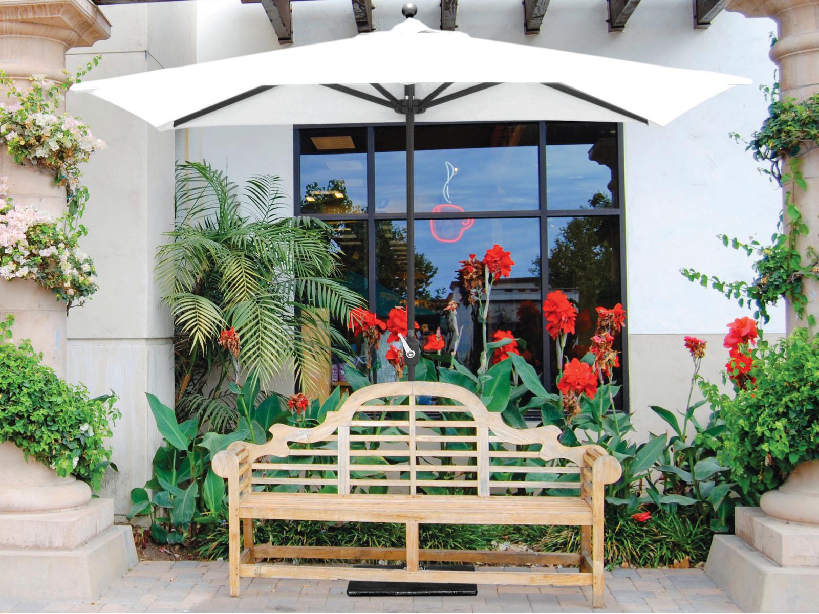 Galtech Quick Ship Commercial Aluminum Antique Bronze 7 x 3 Foot Half Wall Crank Lift Patio Umbrella
